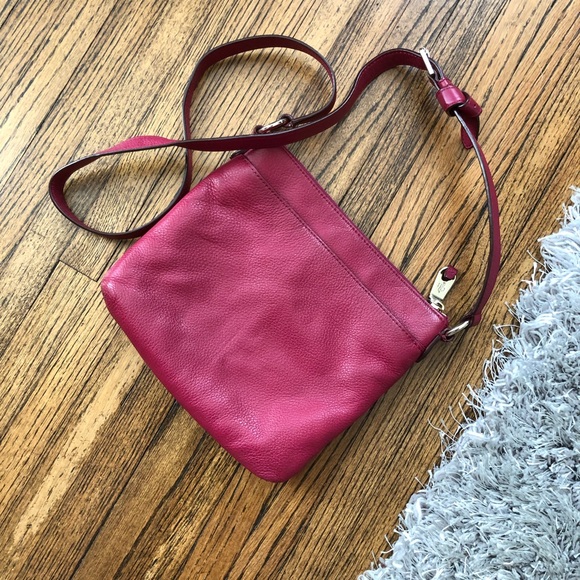 Cole Haan Pebbled Raspberry Leather Crossbody - Picture 2 of 7